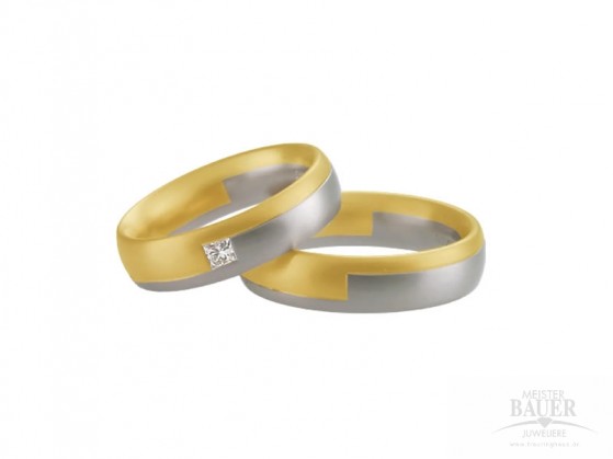Trauringe Partnerringe Platin 950/- Gelbgold 750/-, Paar Trauringe Partnerringe Platin 950/- Gelbgold 750/-, Paar