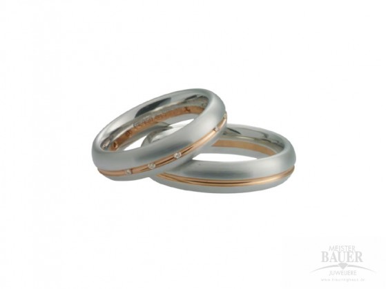 Trauringe Partnerringe Platin 950/- Rotgold 585/-, Paar Trauringe Partnerringe Platin 950/- Rotgold 585/-, Paar