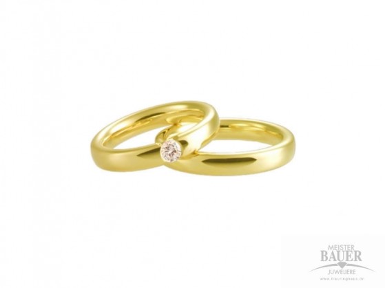 Trauringe Partnerringe Gelbgold 585/-, Paar Trauringe Partnerringe Gelbgold 585/-, Paar
