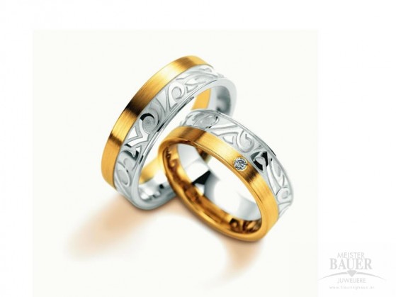 Trauringe Partnerringe Gelbgold Weißgold 585/-, Paar Trauringe Partnerringe Gelbgold Weißgold 585/-, Paar