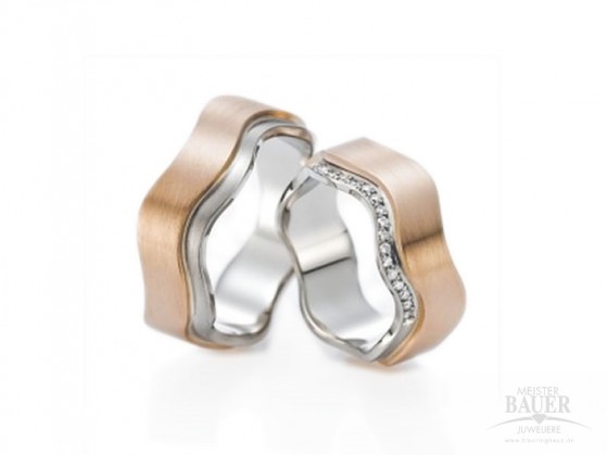Trauringe Partnerringe Rotgold Weißgold 585/- , Paar Trauringe Partnerringe Rotgold Weißgold 585/- , Paar