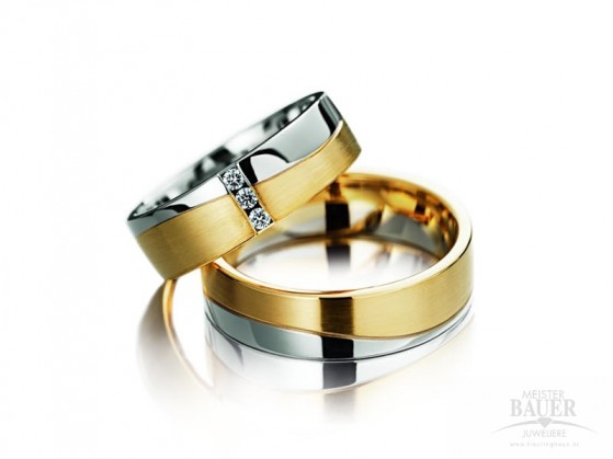Trauringe Partnerringe Gelbgold Weißgold 585/-, Paar Trauringe Partnerringe Gelbgold Weißgold 585/-, Paar