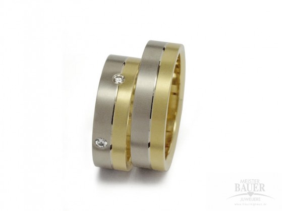 Trauringe Partnerringe Gelbgold Weißgold 585/000 , Paar Trauringe Partnerringe Gelbgold Weißgold 585/000 , Paar