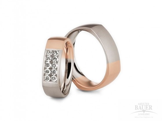 Trauringe Partnerringe Weißgold Roségold 750/- , Paar Trauringe Partnerringe Weißgold Roségold 750/- , Paar