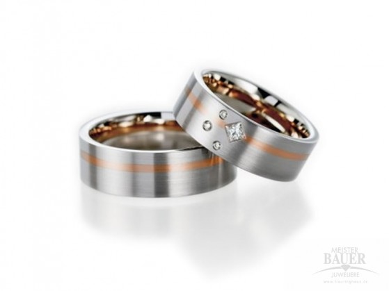 Trauringe Partnerringe Weißgold Rotgold 585/- , Paar Trauringe Partnerringe Weißgold Rotgold 585/- , Paar