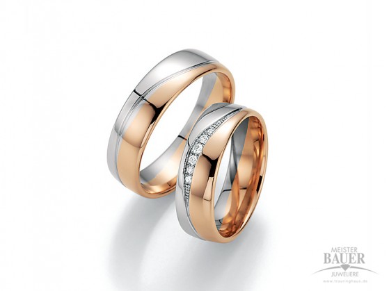 Trauringe Apricot/-Weißgold 585/000 Trauringe Apricot/-Weißgold 585/000