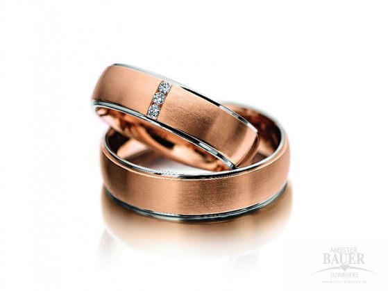 Trauringe Partnerringe Rotgold Weißgold 750/-, Paar Trauringe Partnerringe Rotgold Weißgold 750/-, Paar