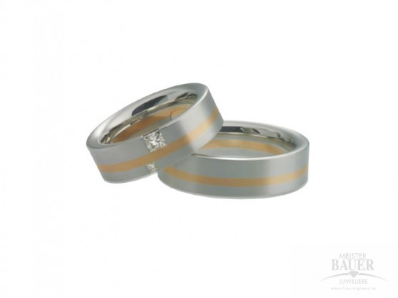 Trauringe Partnerringe Platin 950/- Gelbgold 750/-, Paar Trauringe Partnerringe Platin 950/- Gelbgold 750/-, Paar